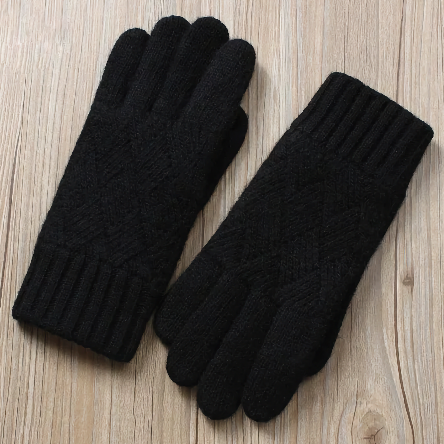 Double-Layered Wool Gloves for Men - Touchscreen Friendly