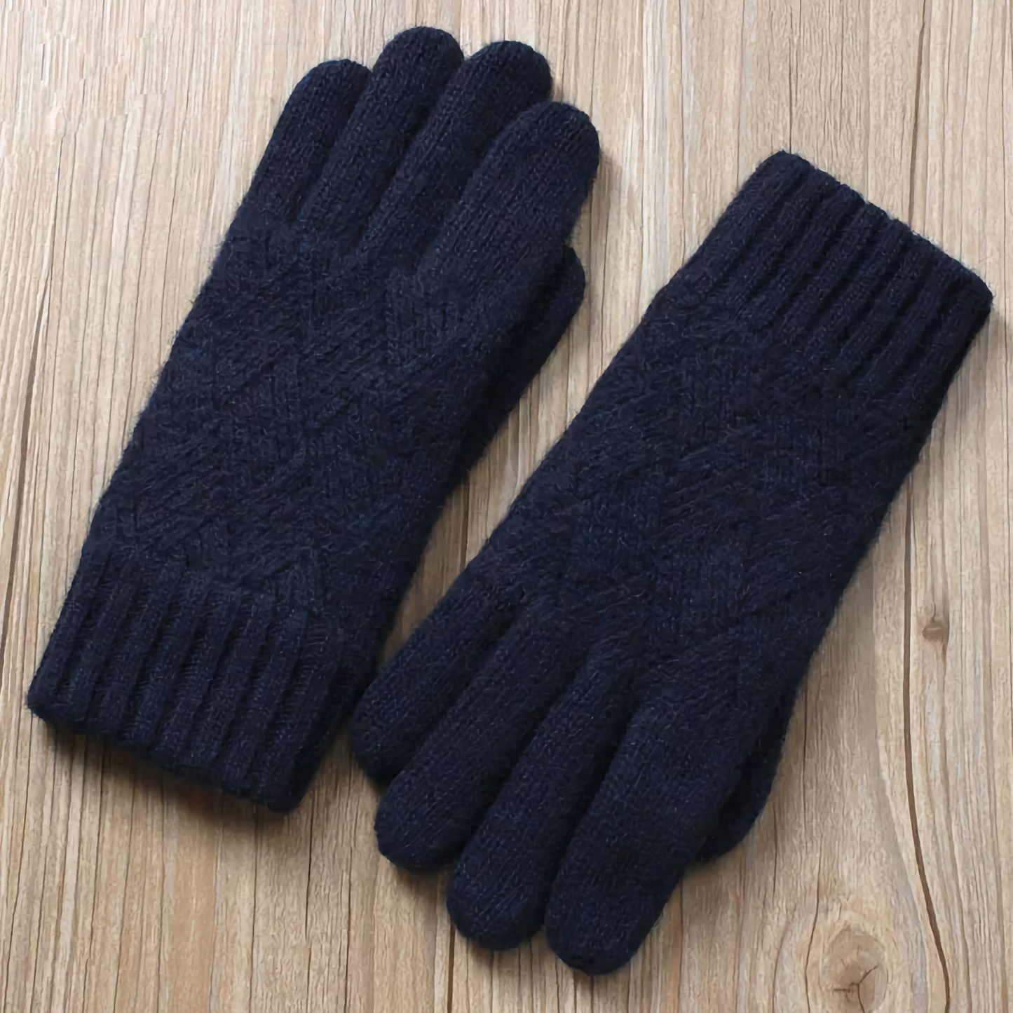 Double-Layered Wool Gloves for Men - Touchscreen Friendly