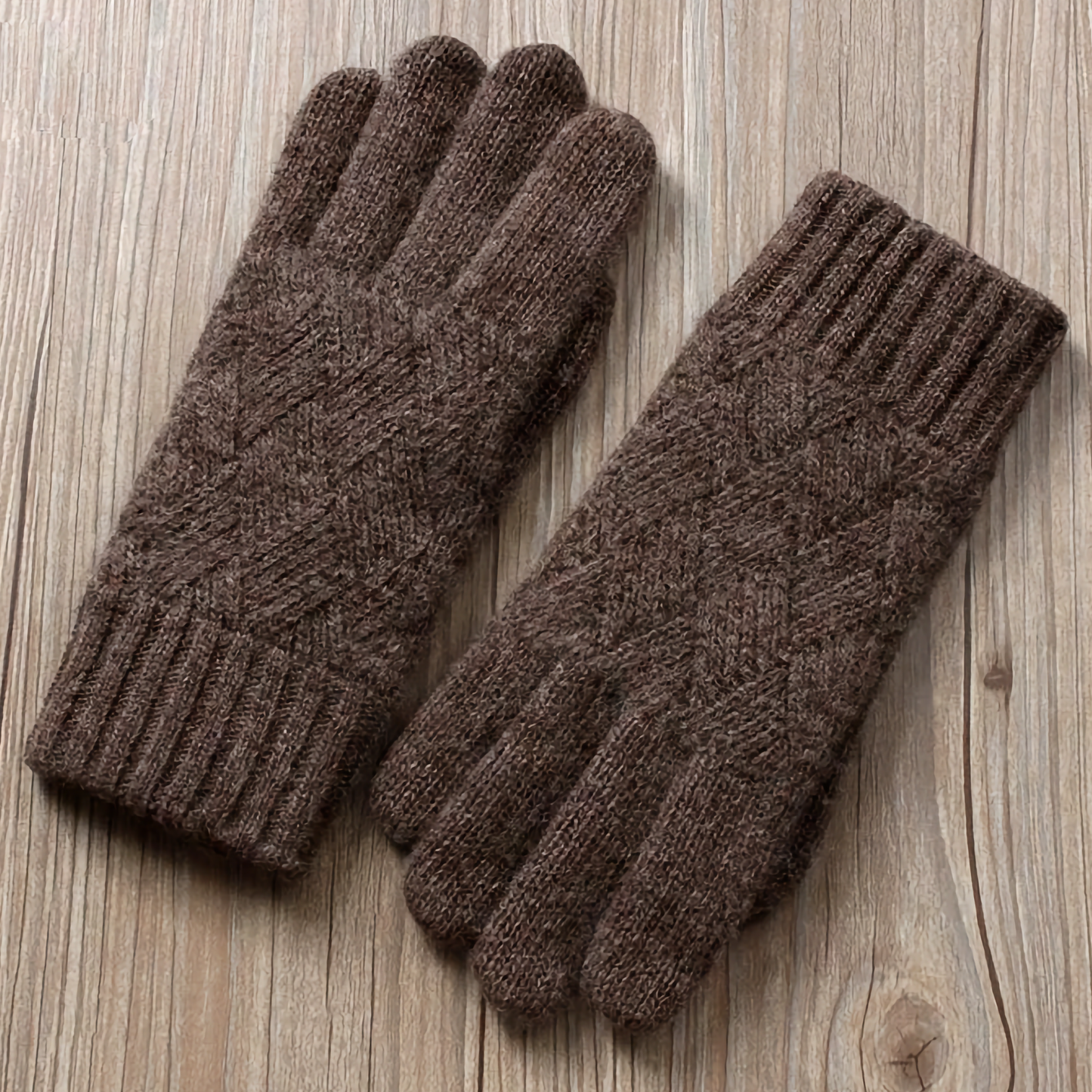 Double-Layered Wool Gloves for Men - Touchscreen Friendly