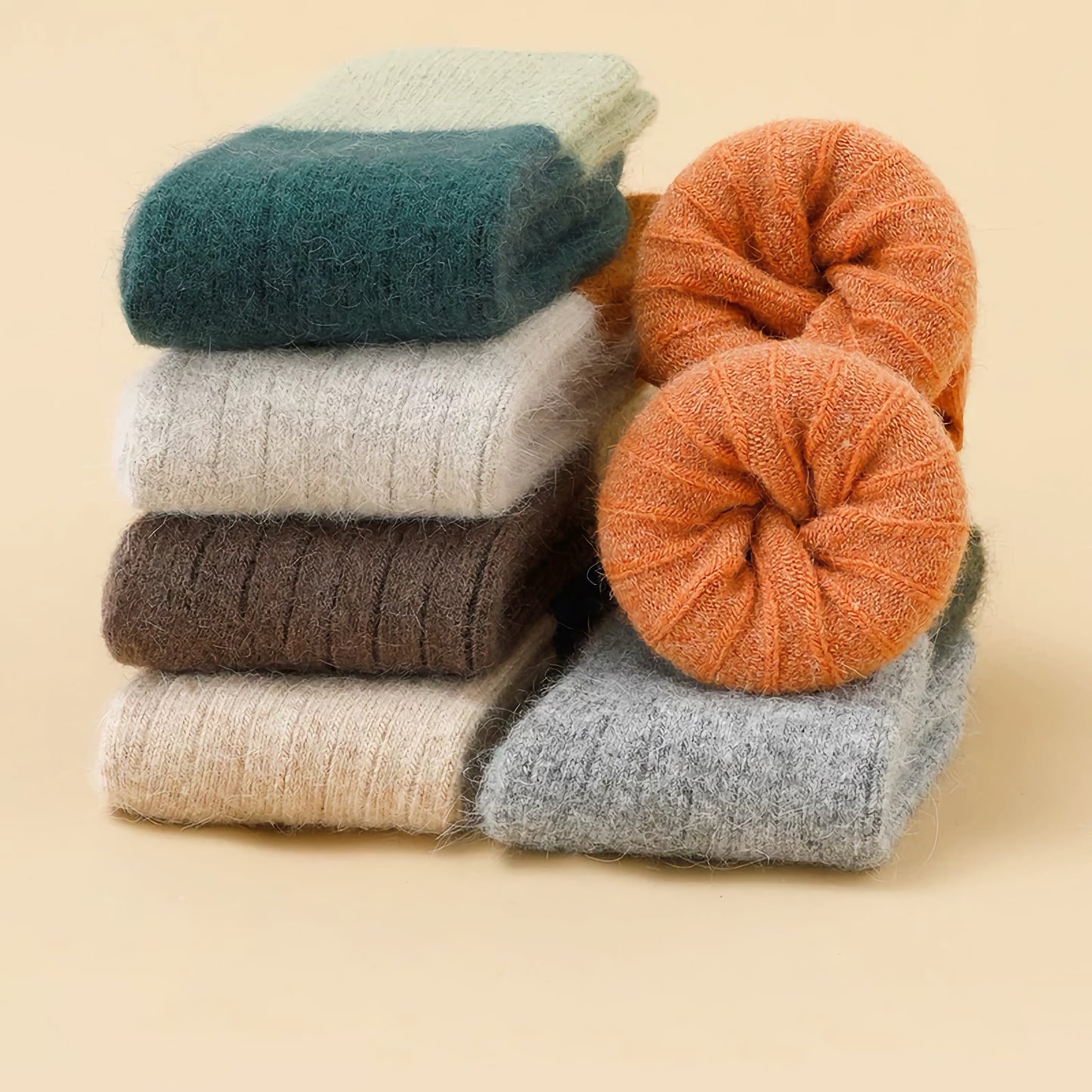 3-Pack Kids' Wool Socks - Warm Winter Angora & Merino Blend, Colorblock Style