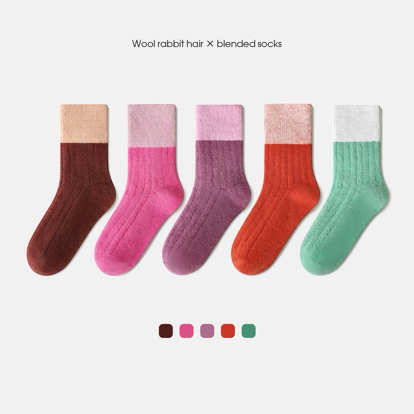 3-Pack Kids' Wool Socks - Warm Winter Angora & Merino Blend, Colorblock Style