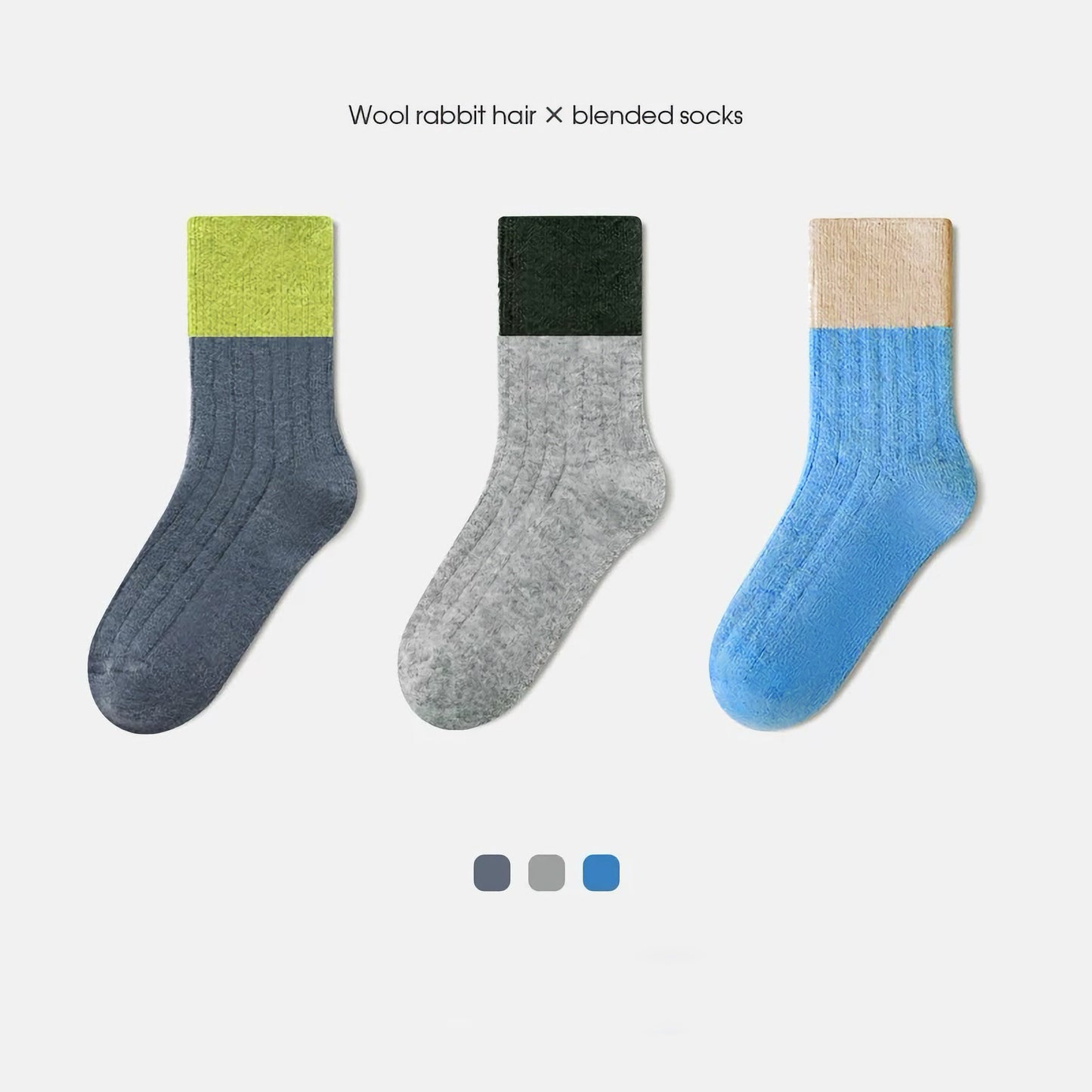 3-Pack Kids' Wool Socks - Warm Winter Angora & Merino Blend, Colorblock Style