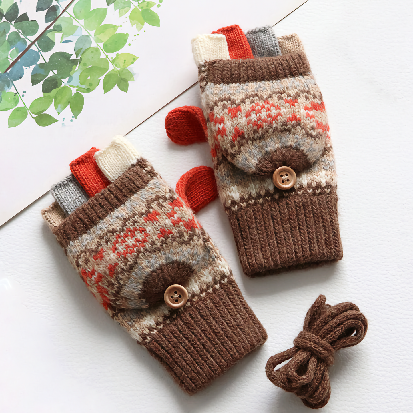 Kids' Woolen Flip-Cover Gloves - Warm & Cozy for Winter