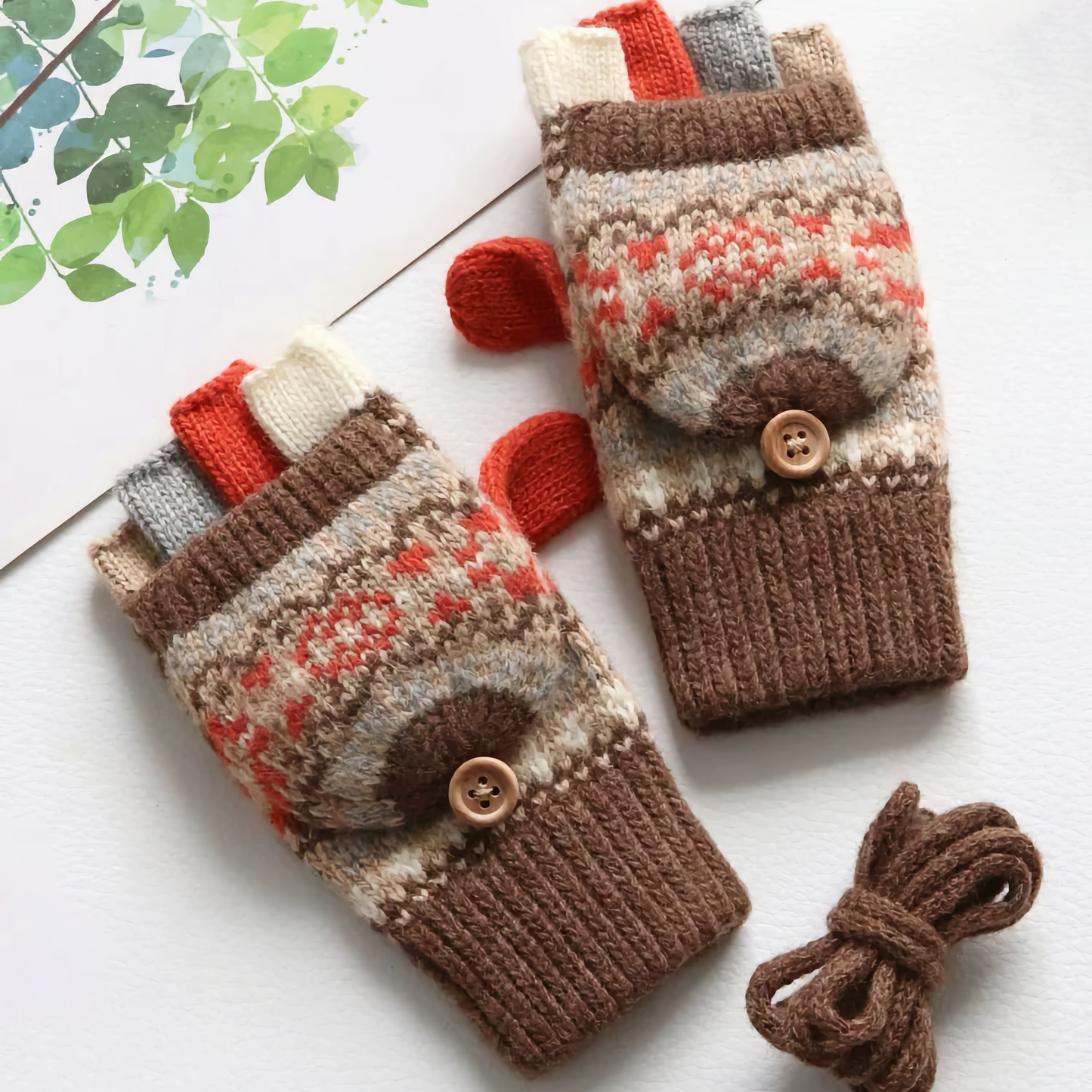 Kids' Woolen Flip-Cover Gloves - Warm & Cozy for Winter