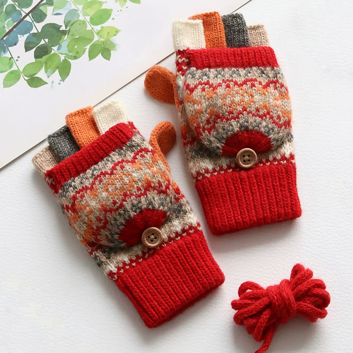 Kids' Woolen Flip-Cover Gloves - Warm & Cozy for Winter