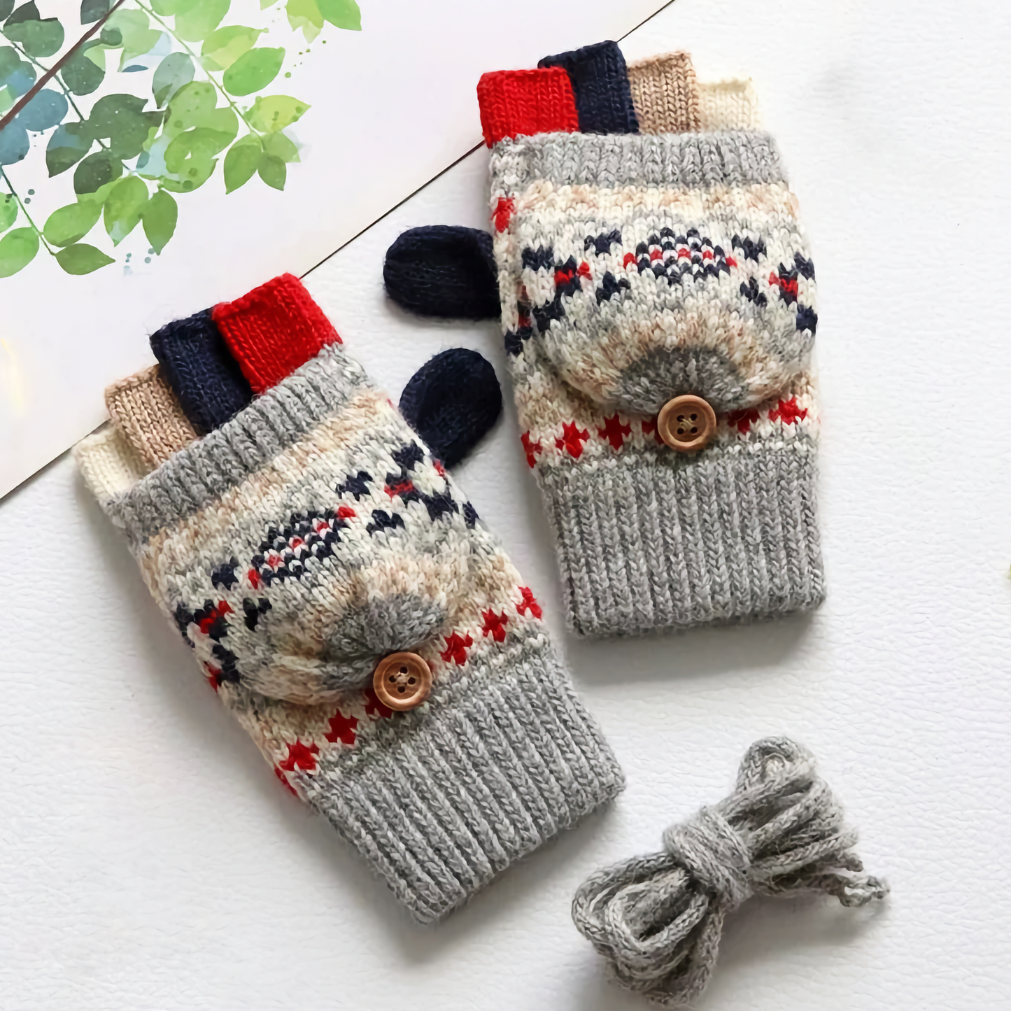 Kids' Woolen Flip-Cover Gloves - Warm & Cozy for Winter