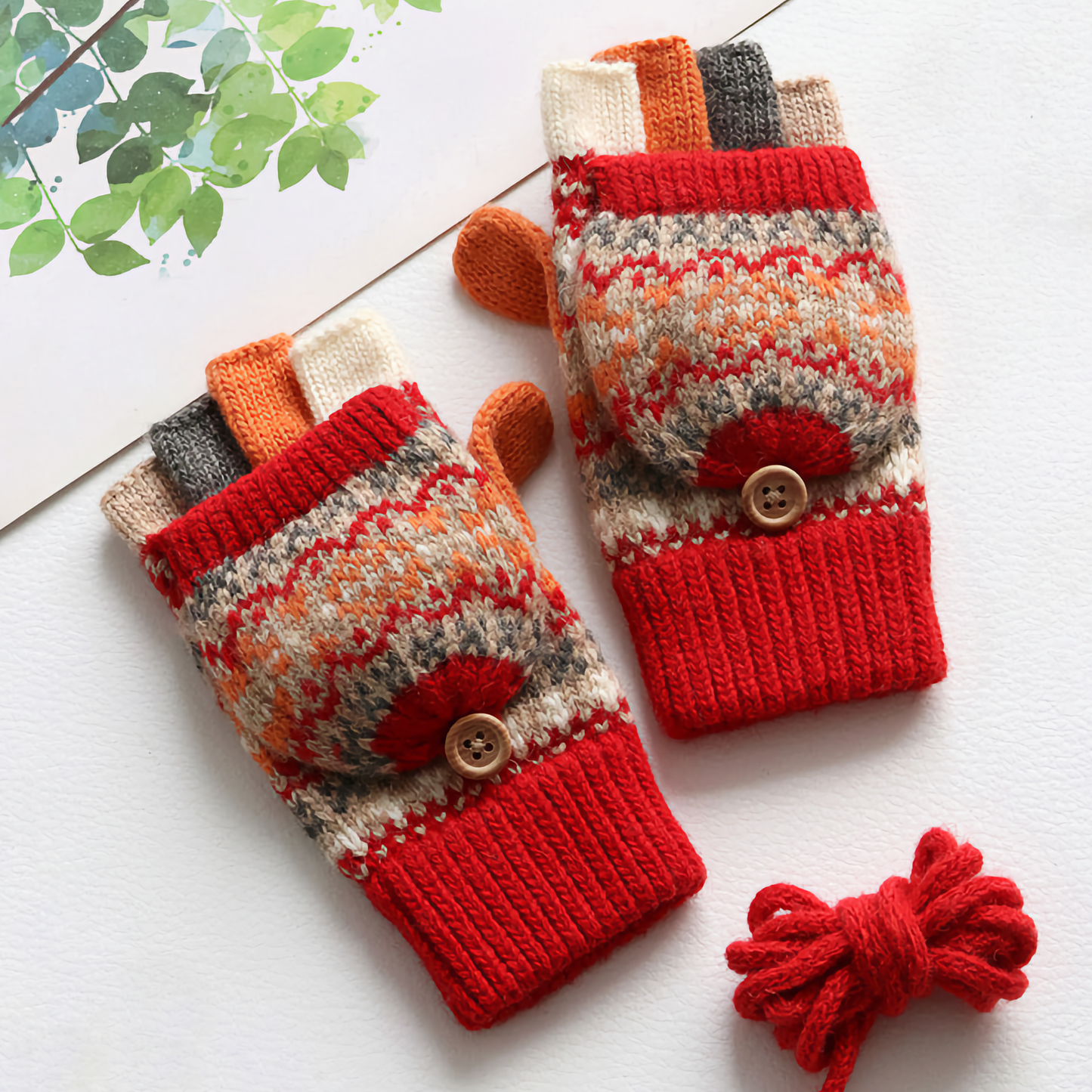 Kids' Woolen Flip-Cover Gloves - Warm & Cozy for Winter