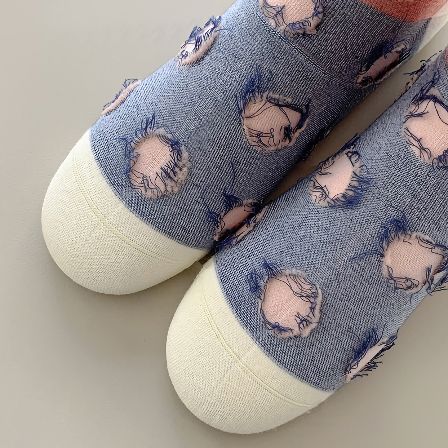 2-Pack All-Season Polka Dot Cotton Socks - Trendy Rolled Cuff Style