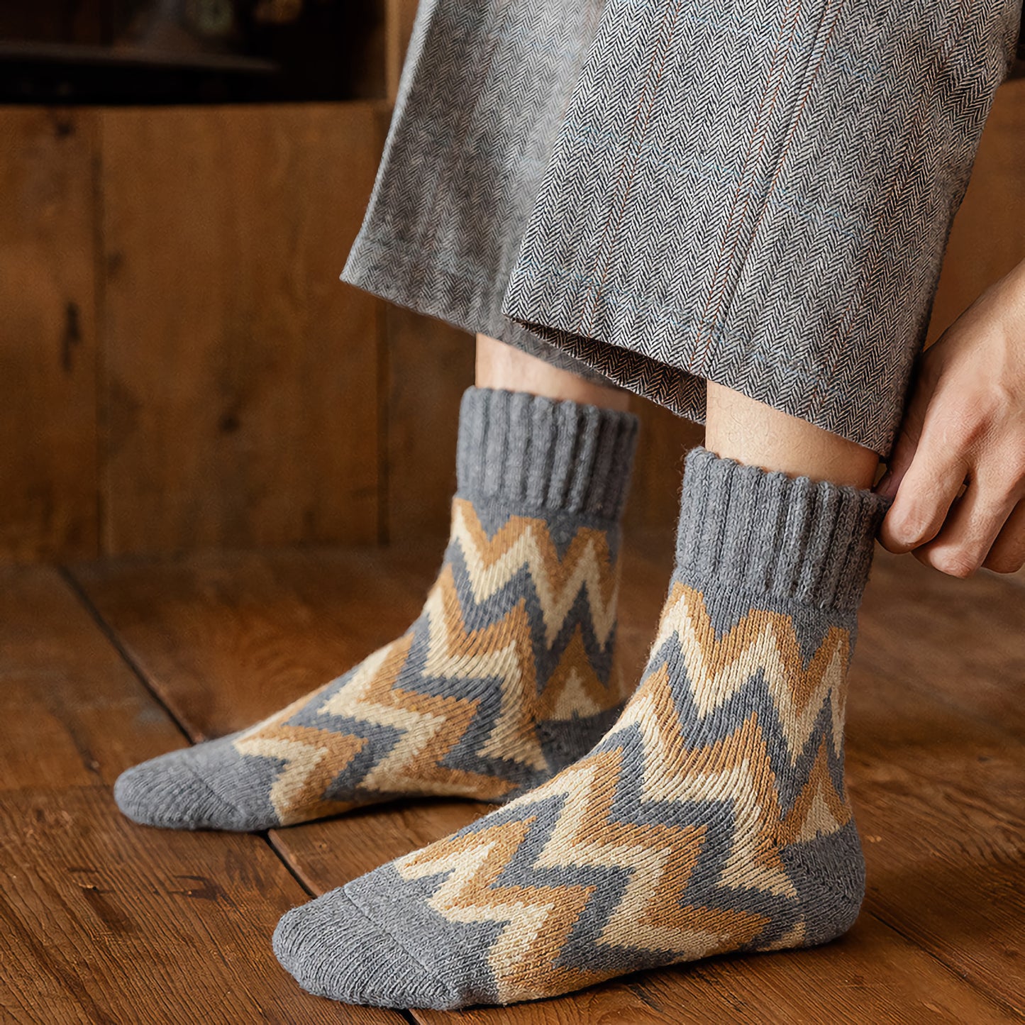 2-Pack Vintage Warm Socks - Men's Wool Winter Socks