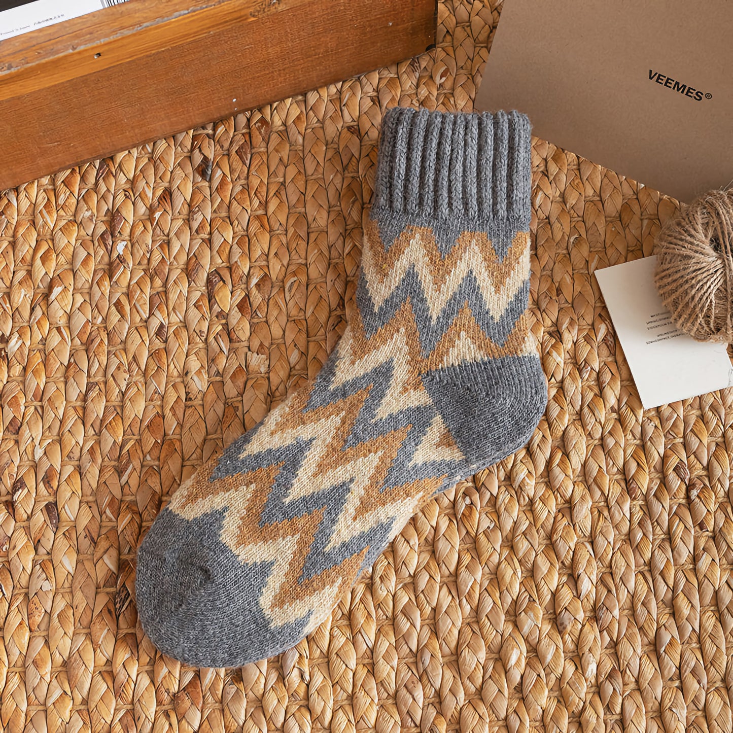 2-Pack Vintage Warm Socks - Men's Wool Winter Socks