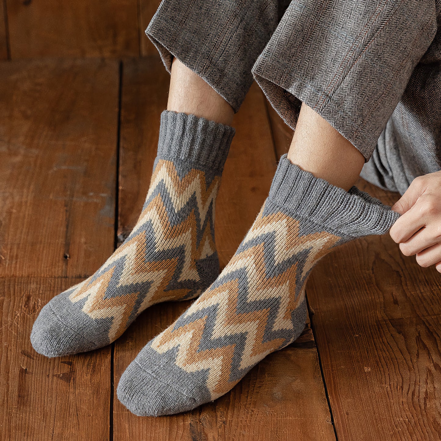 2-Pack Vintage Warm Socks - Men's Wool Winter Socks