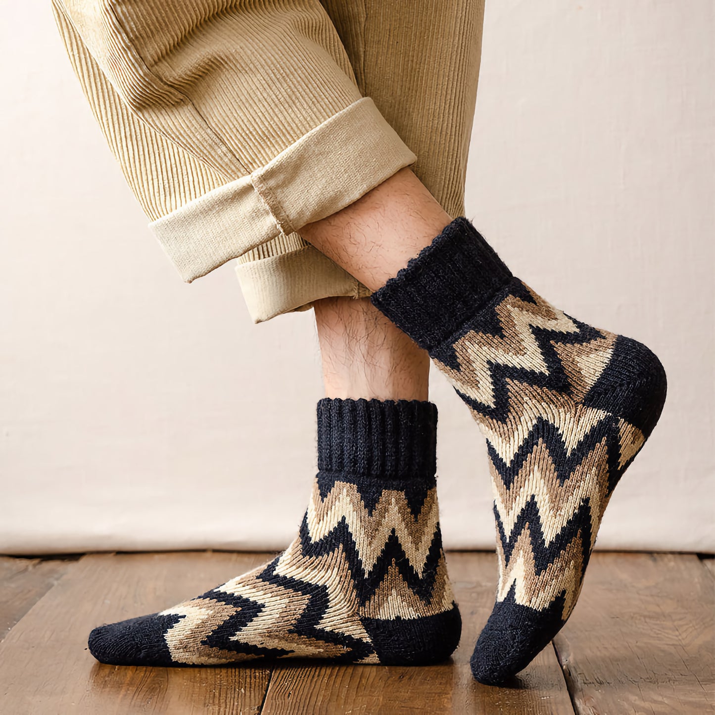 2-Pack Vintage Warm Socks - Men's Wool Winter Socks