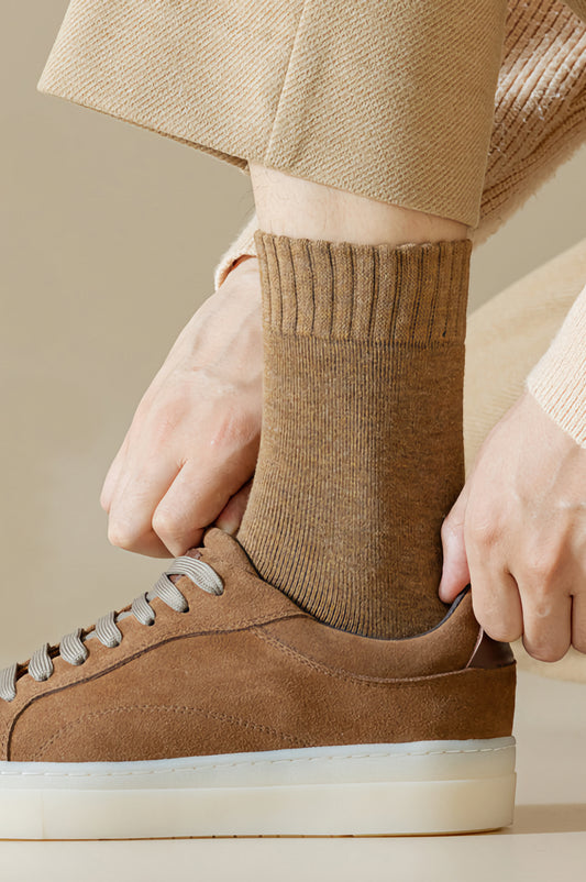 2-Pack Men's Wool Socks - Minimalist Warm Solid Colors for Winter