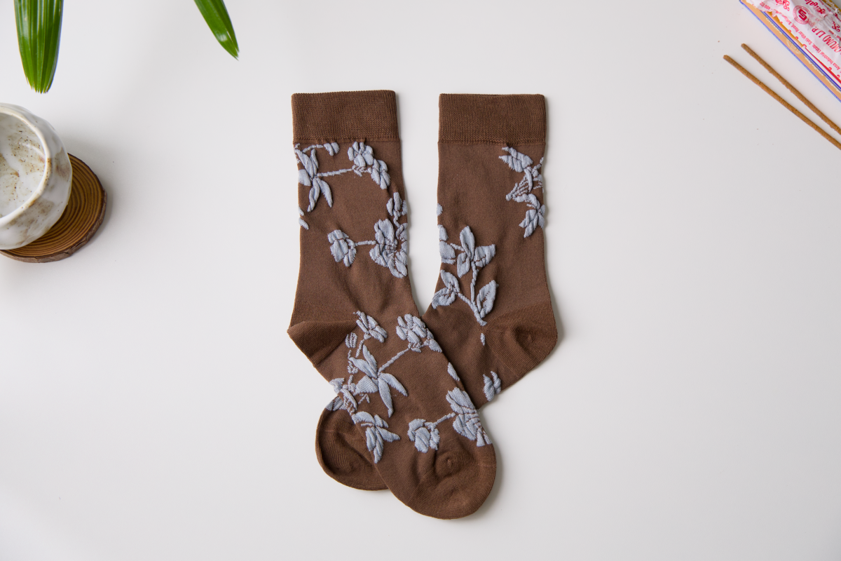 2-Pack Retro Floral Cotton Crew Socks – Breathable Vintage Style