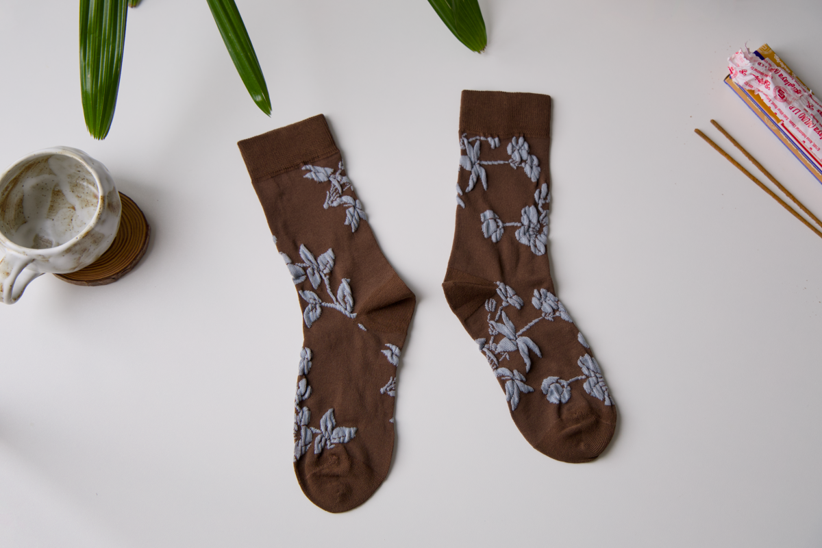 2-Pack Retro Floral Cotton Crew Socks – Breathable Vintage Style