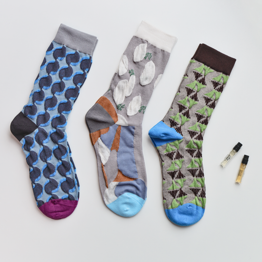 2-Pack Retro Geometric Cotton Crew Socks for Women