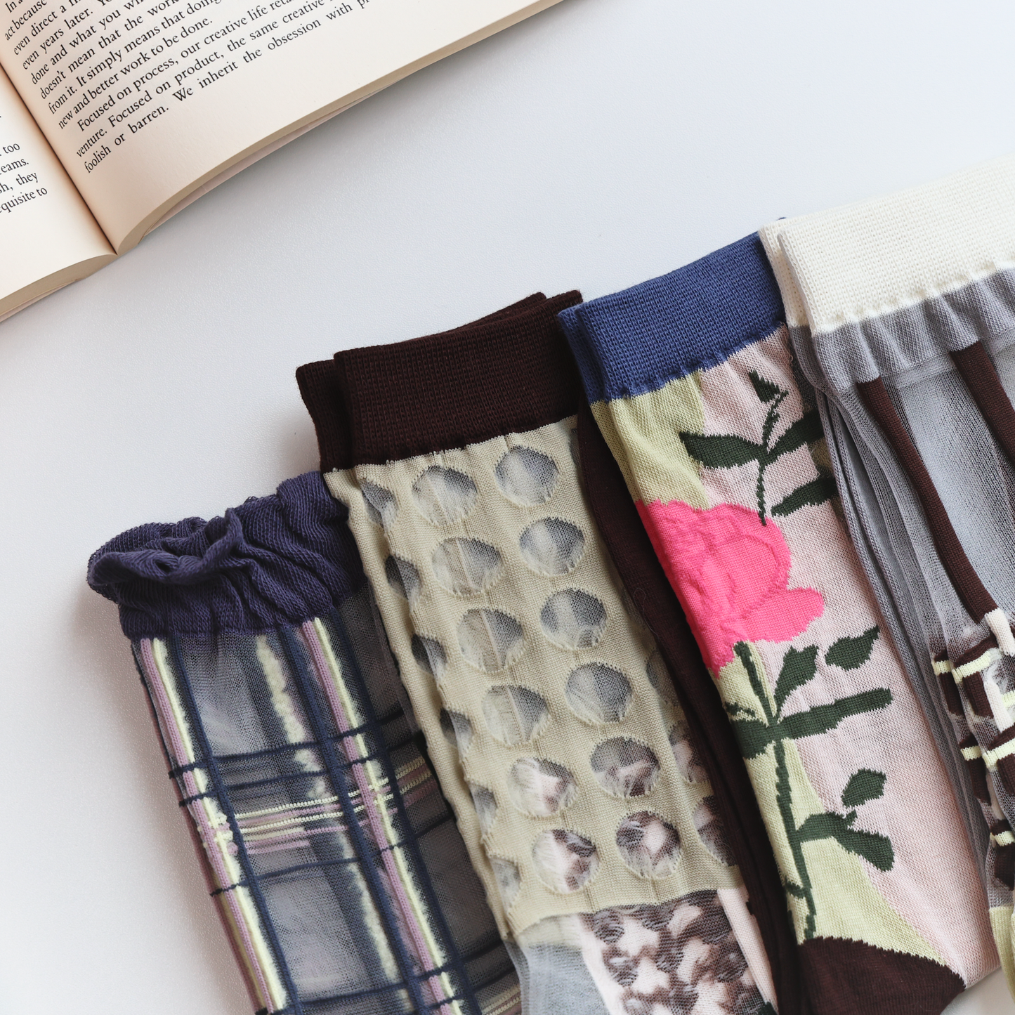 2-Pack Retro Sheer Socks for Women – Floral & Graphic Design