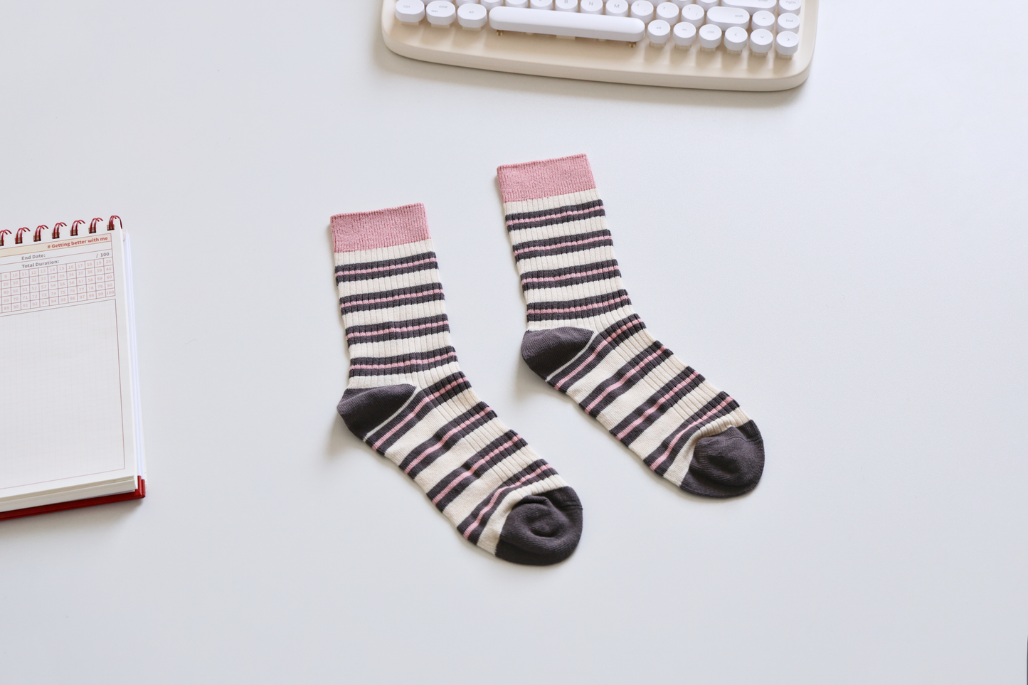 2-Pack Women's Retro Striped Cotton Socks - Soft & Breathable