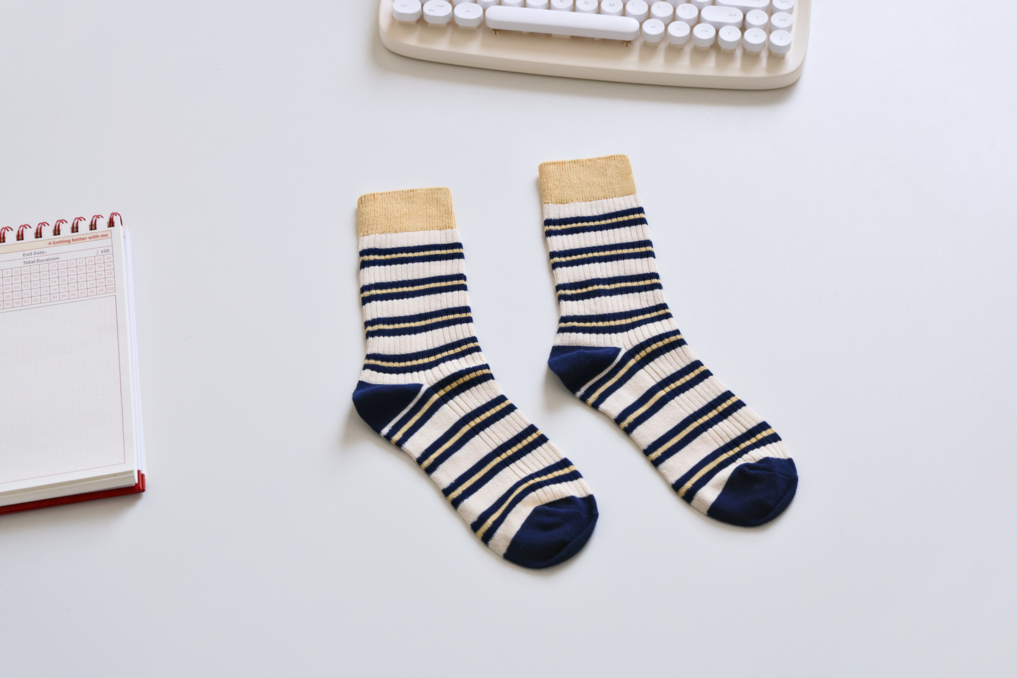2-Pack Women's Retro Striped Cotton Socks - Soft & Breathable