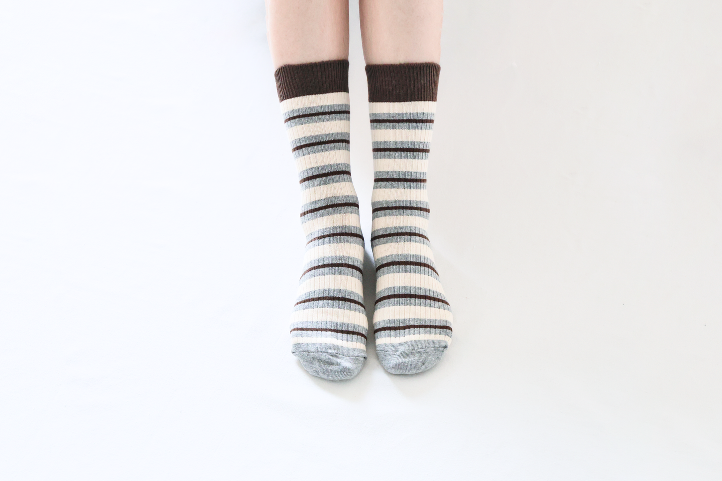 2-Pack Women's Retro Striped Cotton Socks - Soft & Breathable