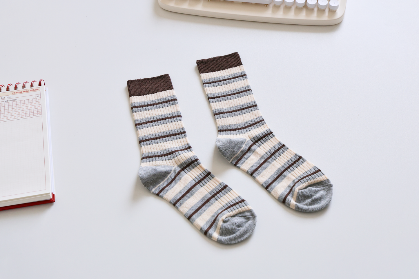 2-Pack Women's Retro Striped Cotton Socks - Soft & Breathable