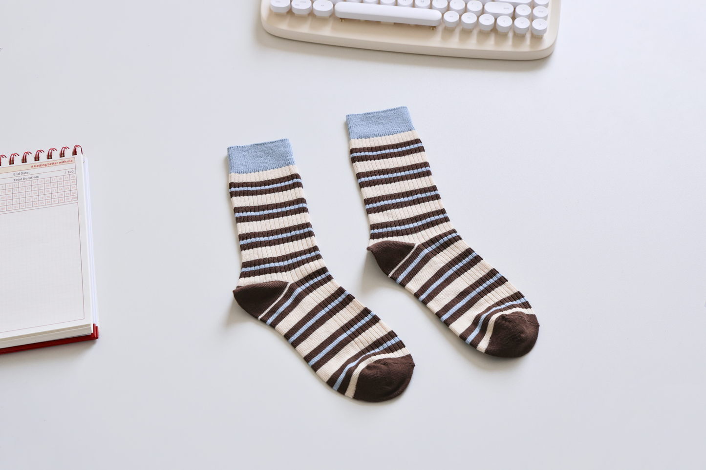 2-Pack Women's Retro Striped Cotton Socks - Soft & Breathable