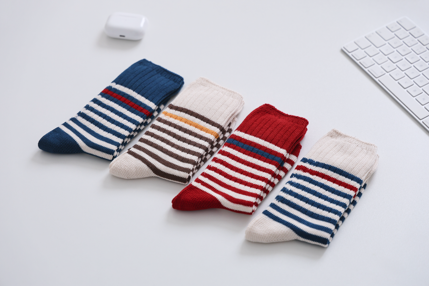 2-Pack Retro Striped Slouch Socks – Soft Cotton Crew for Women