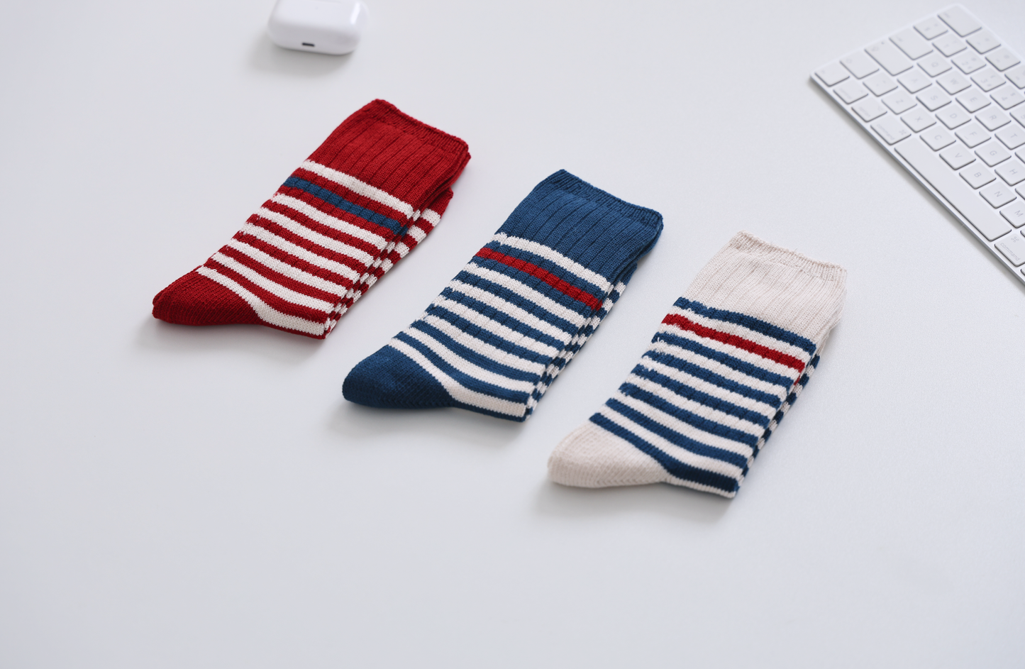 2-Pack Retro Striped Slouch Socks – Soft Cotton Crew for Women