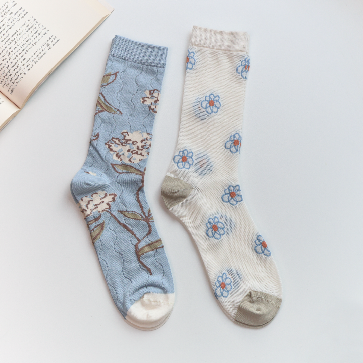 2-Pack Floral Sheer Socks for Women – Breathable Crew Style