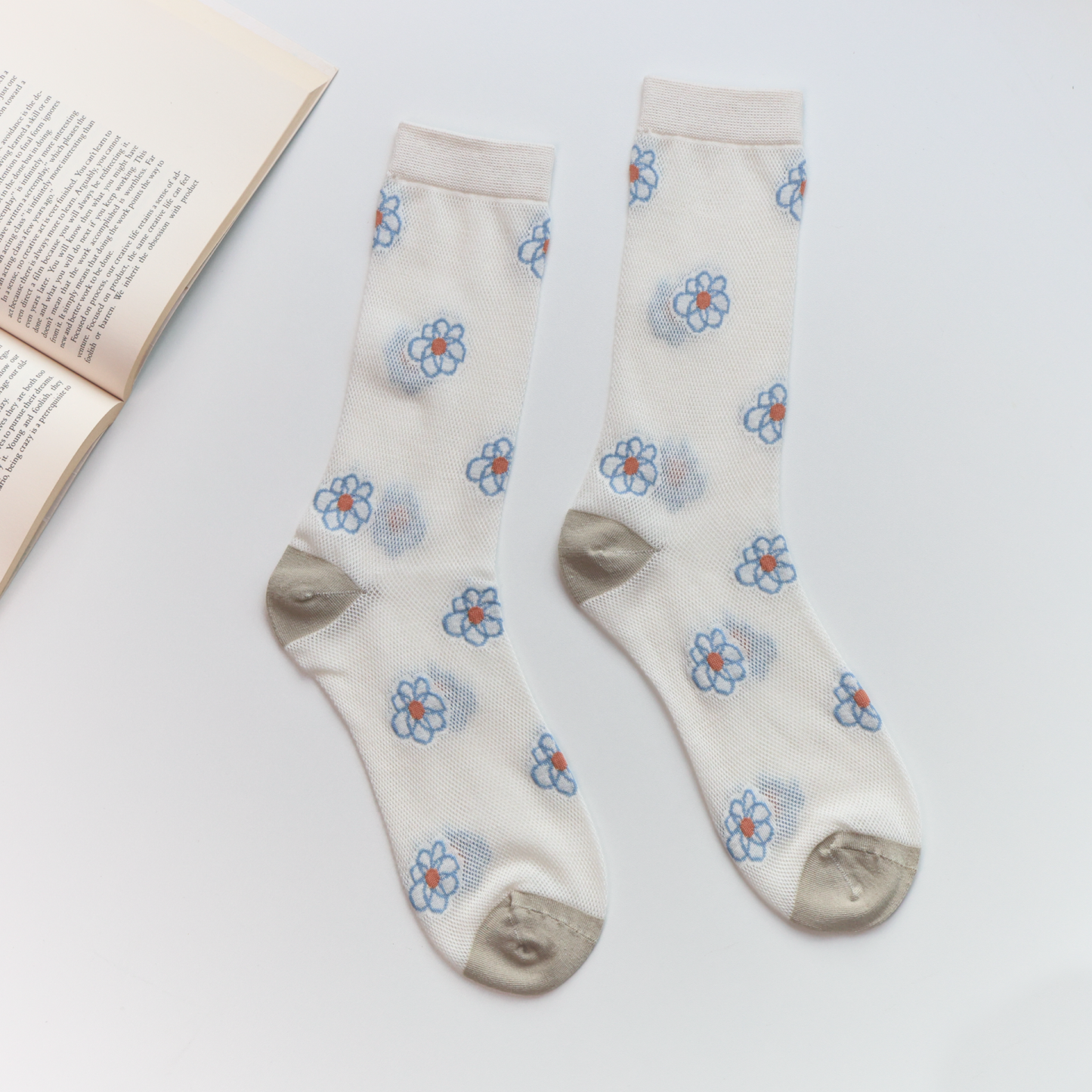 2-Pack Floral Sheer Socks for Women – Breathable Crew Style
