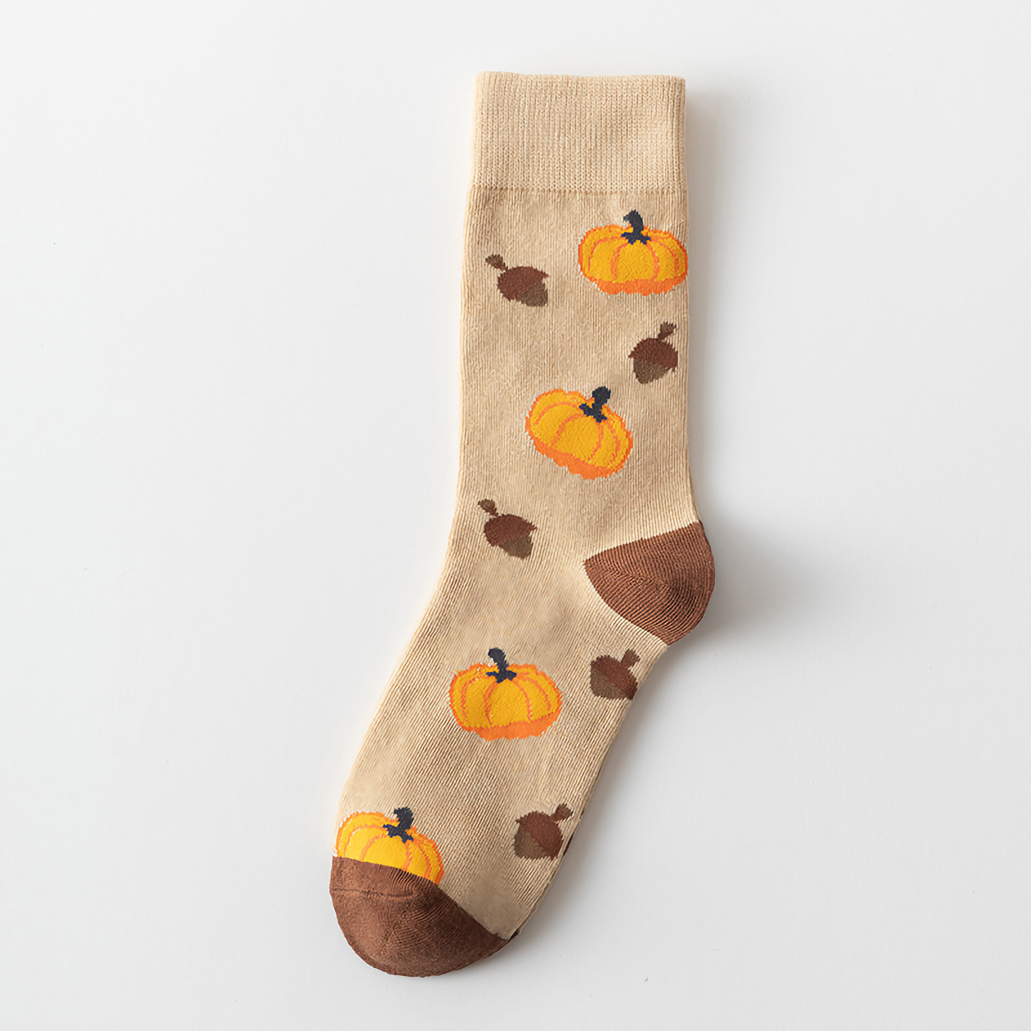 2-Pack Unisex Halloween Cotton Crew Socks - Pumpkin & Squirrel Design