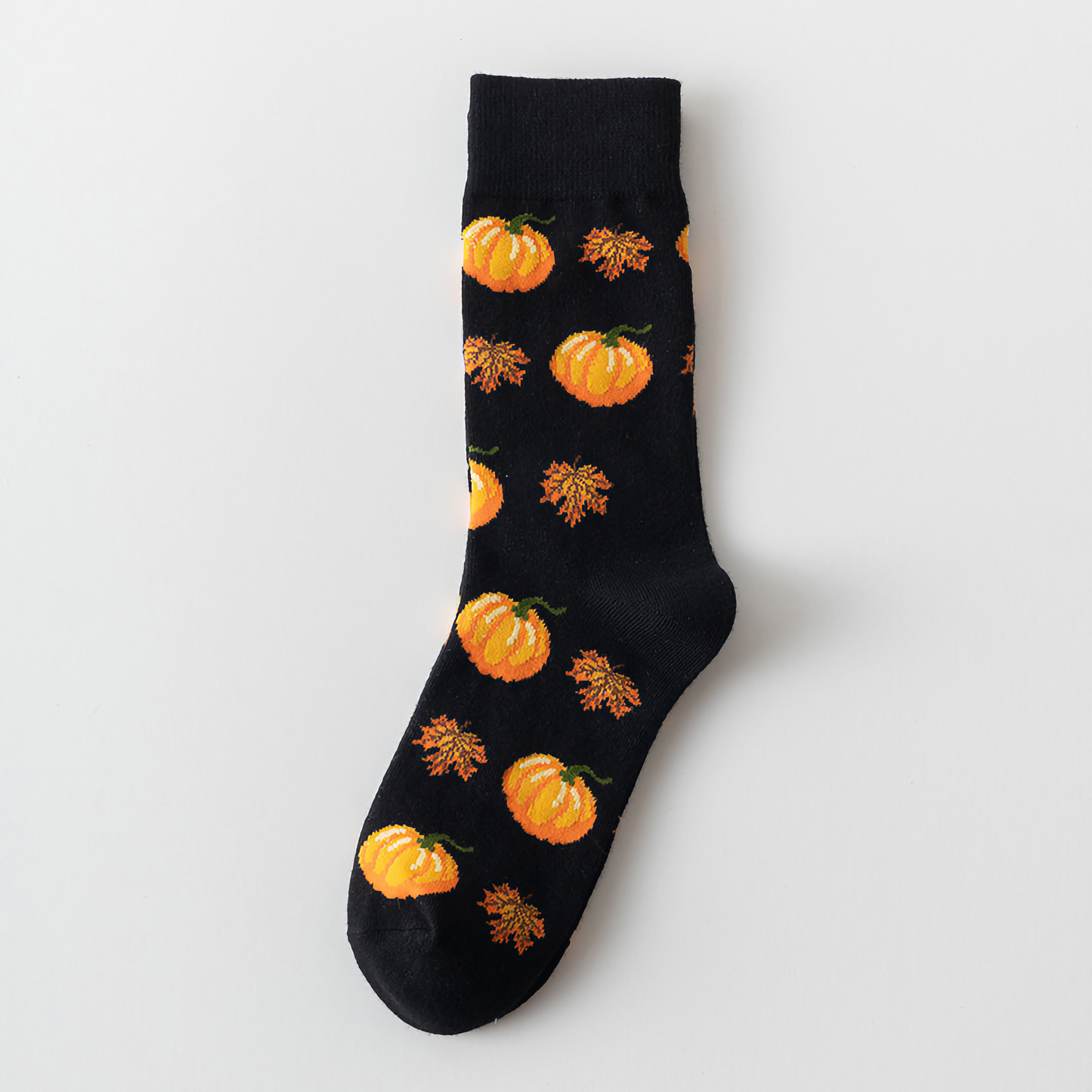 2-Pack Unisex Halloween Cotton Crew Socks - Pumpkin & Squirrel Design