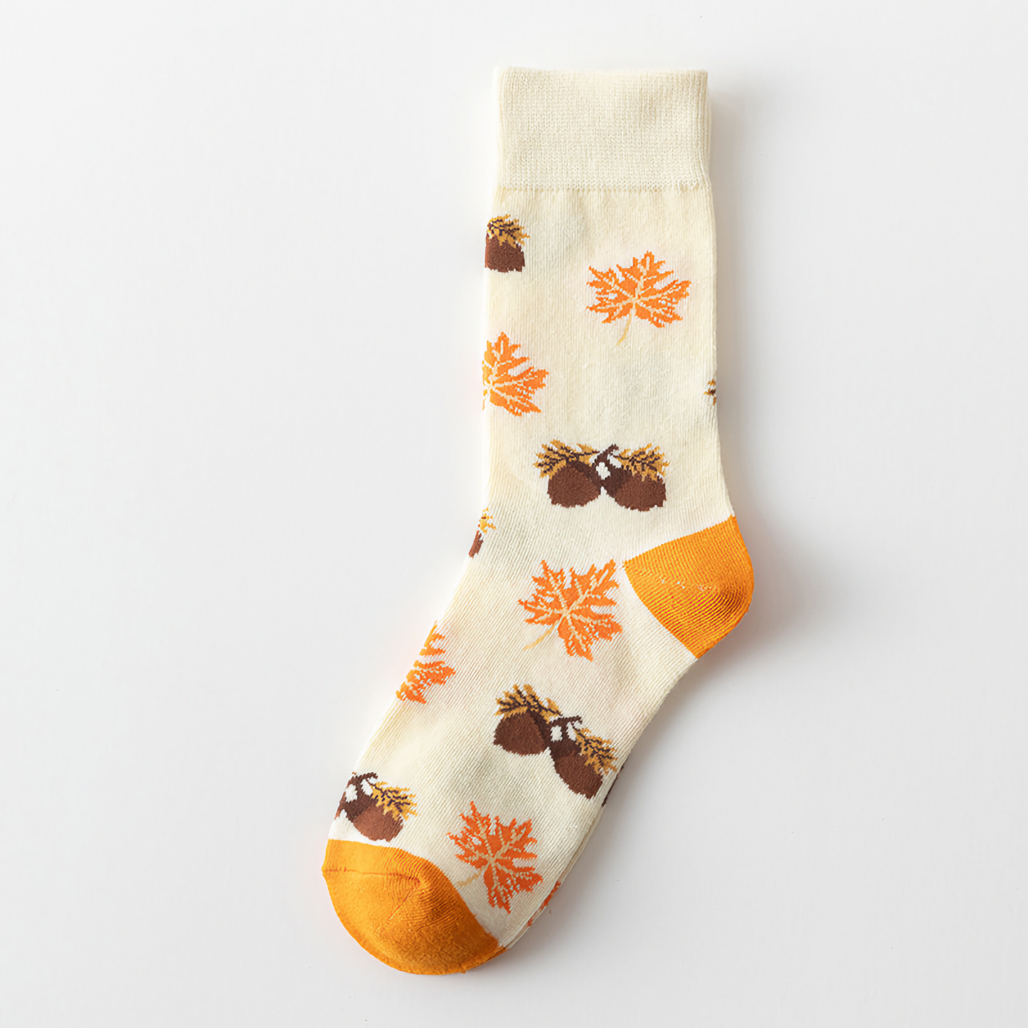 2-Pack Unisex Halloween Cotton Crew Socks - Pumpkin & Squirrel Design