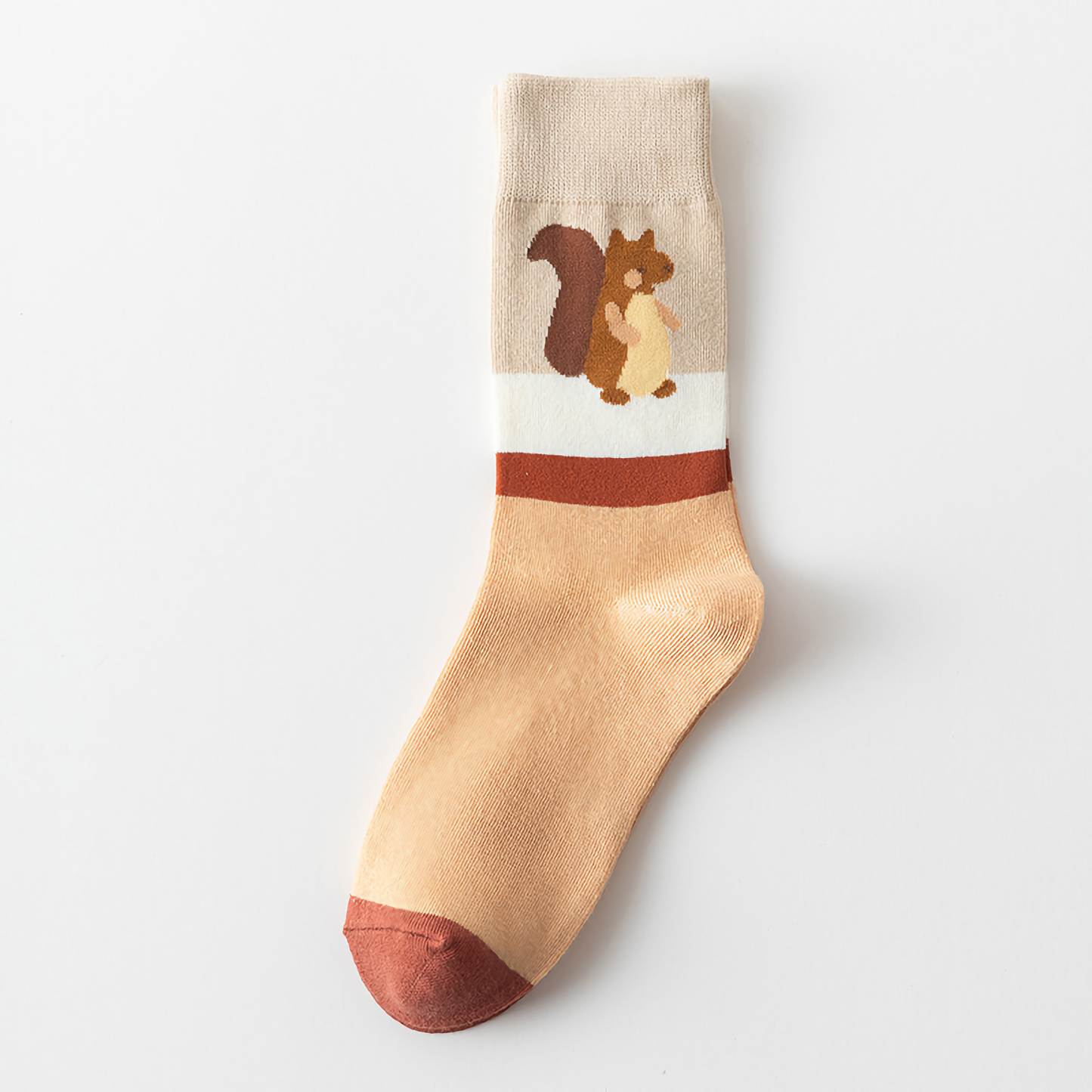 2-Pack Unisex Halloween Cotton Crew Socks - Pumpkin & Squirrel Design