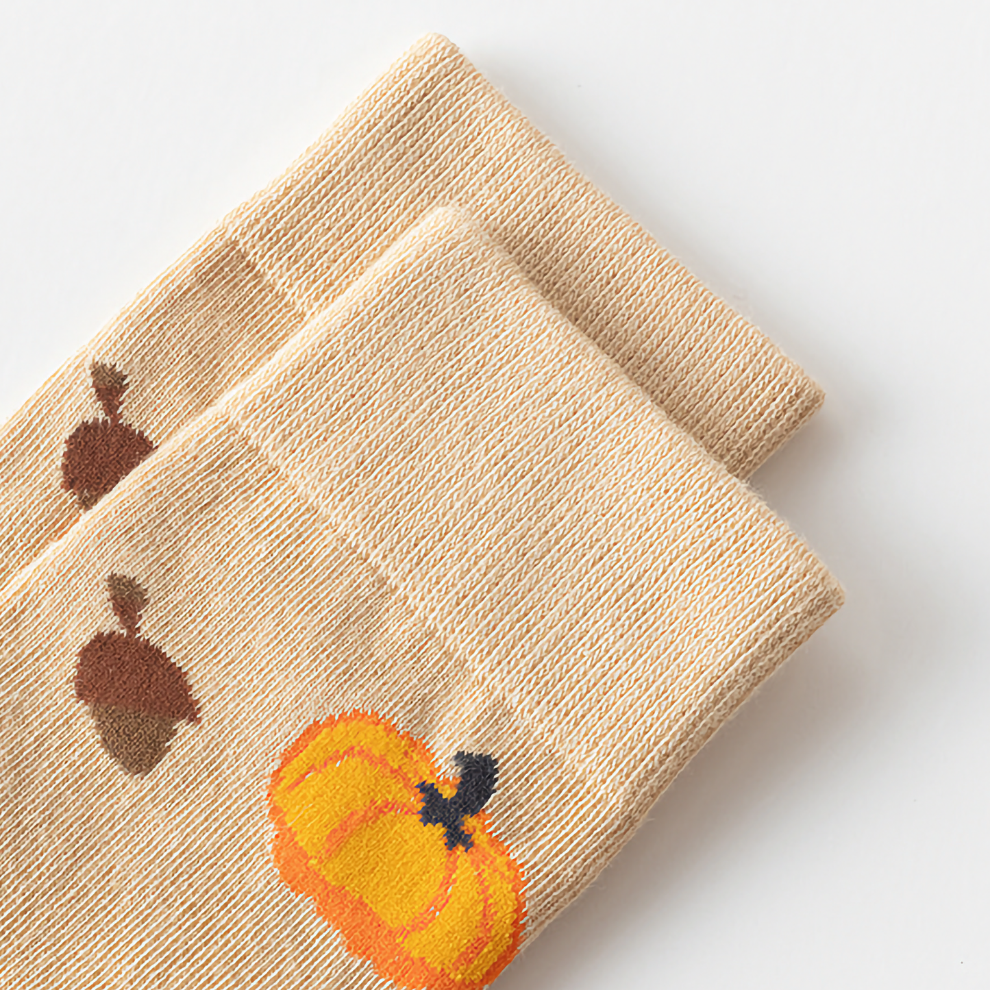 2-Pack Unisex Halloween Cotton Crew Socks - Pumpkin & Squirrel Design