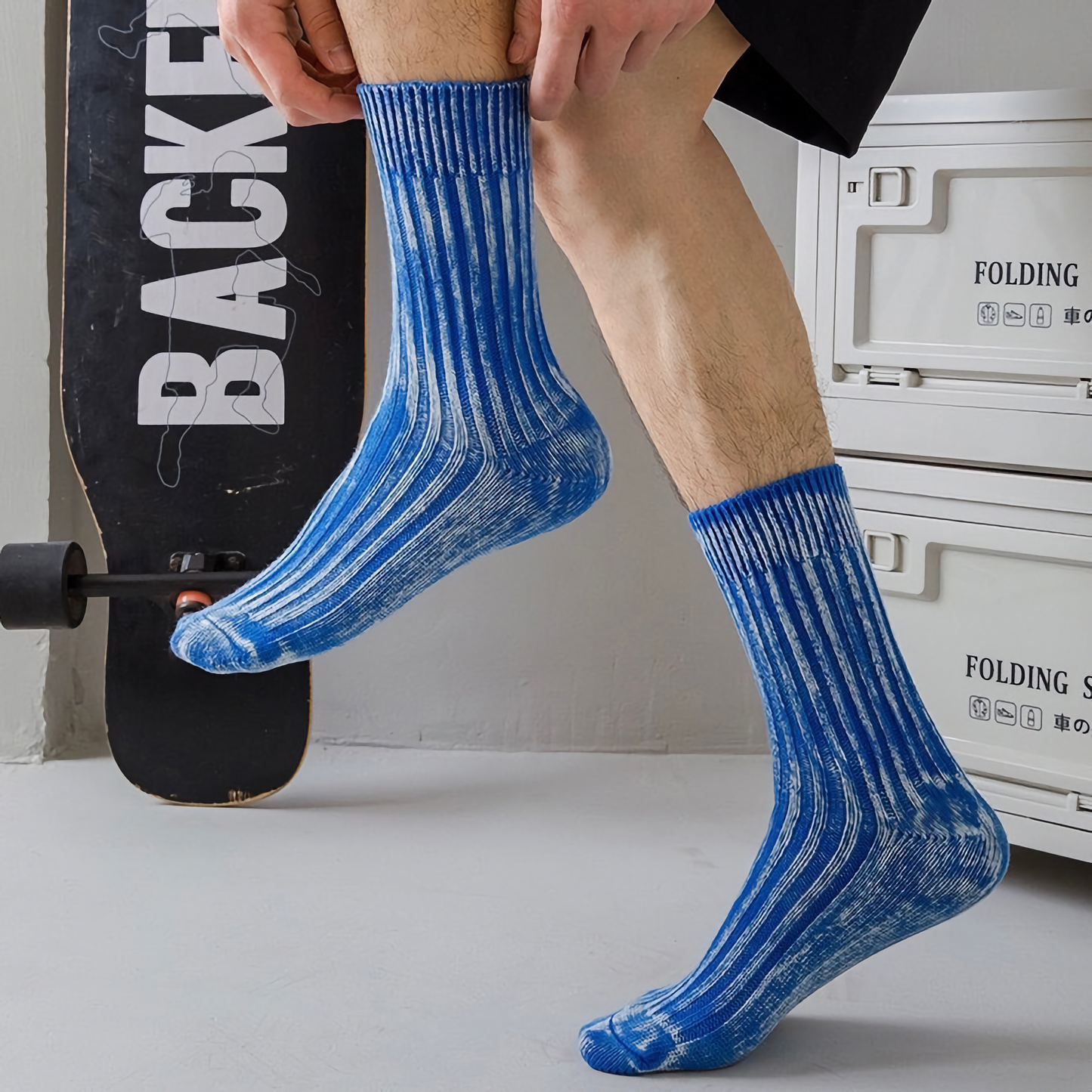 2-Pack Vintage Style Gradient Cotton Socks for Men - Trendy Fashion Socks