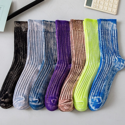 2-Pack Vintage Style Gradient Cotton Socks for Men - Trendy Fashion Socks
