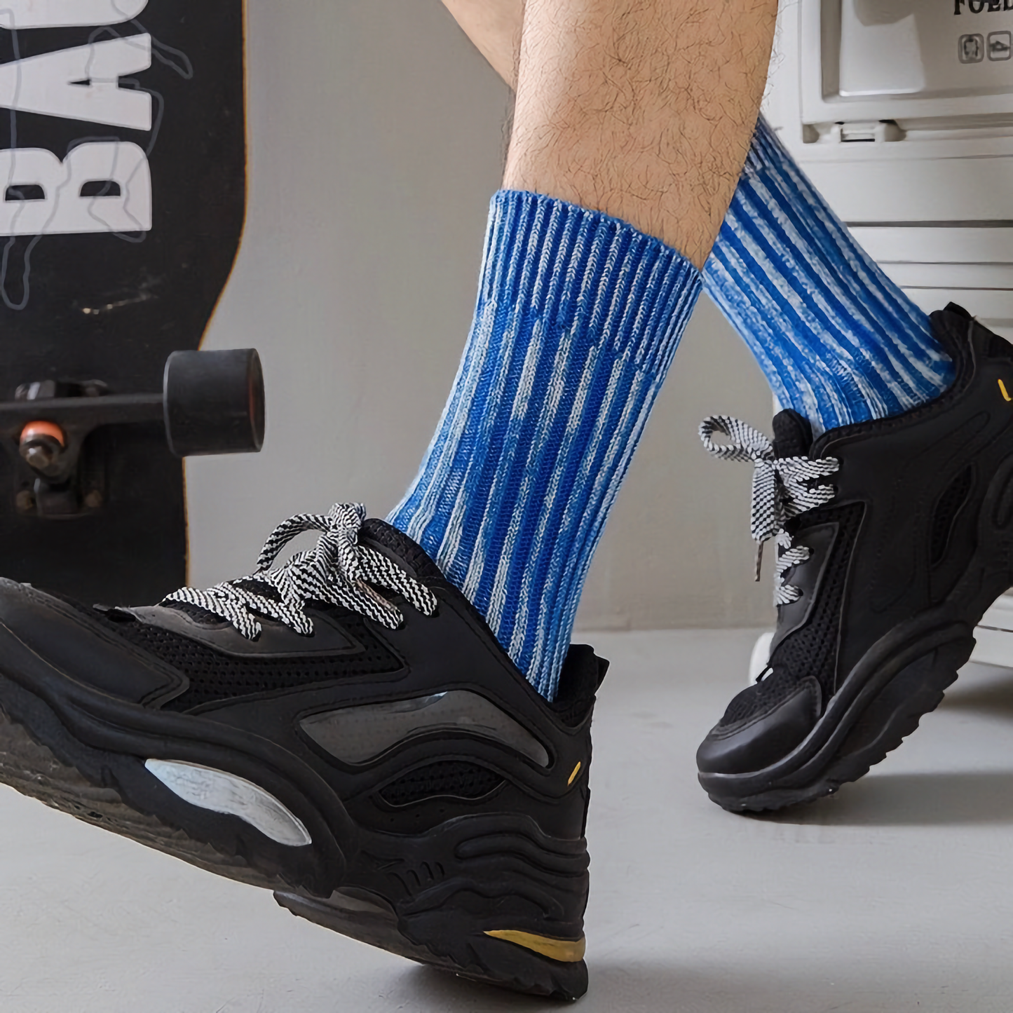 2-Pack Vintage Style Gradient Cotton Socks for Men - Trendy Fashion Socks