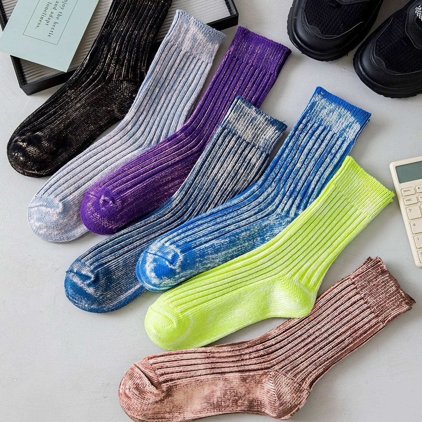 2-Pack Vintage Style Gradient Cotton Socks for Men - Trendy Fashion Socks