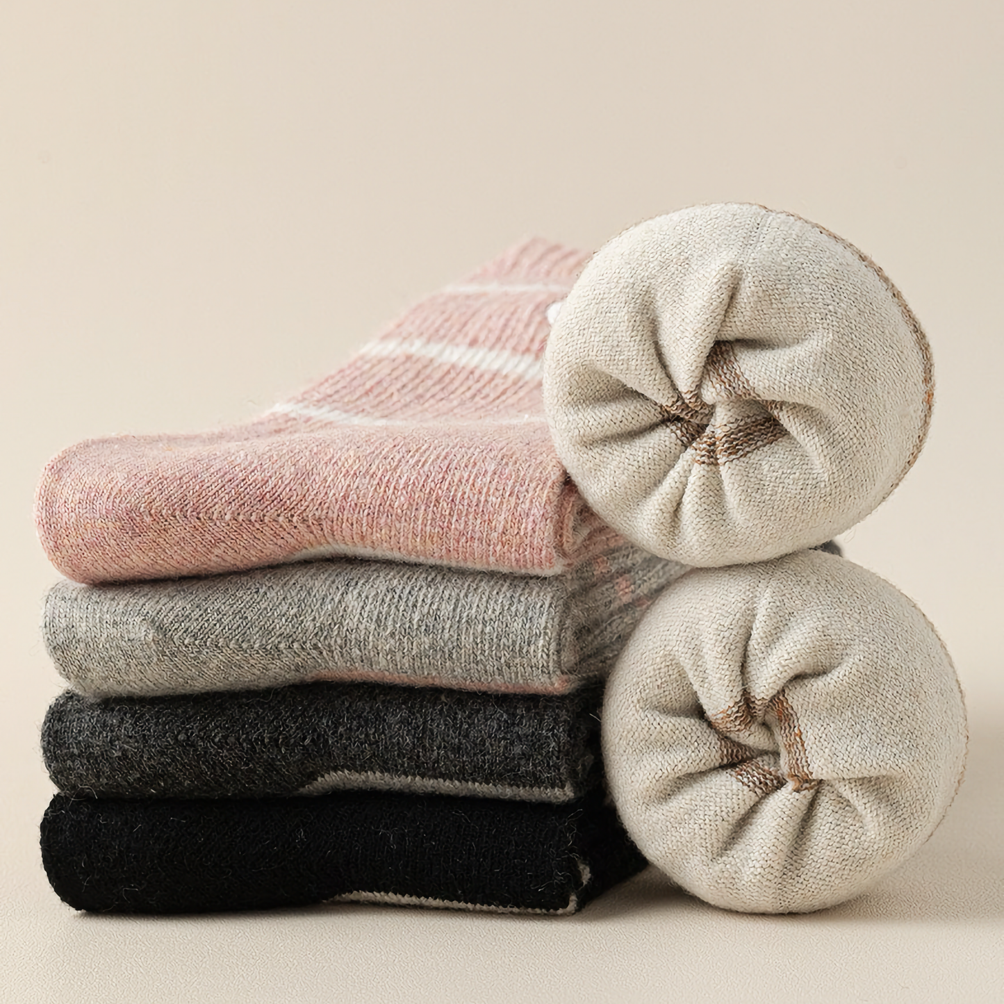 2-Pack Women's Wool Socks - Retro, Heart Embroidery, Warm & Cozy