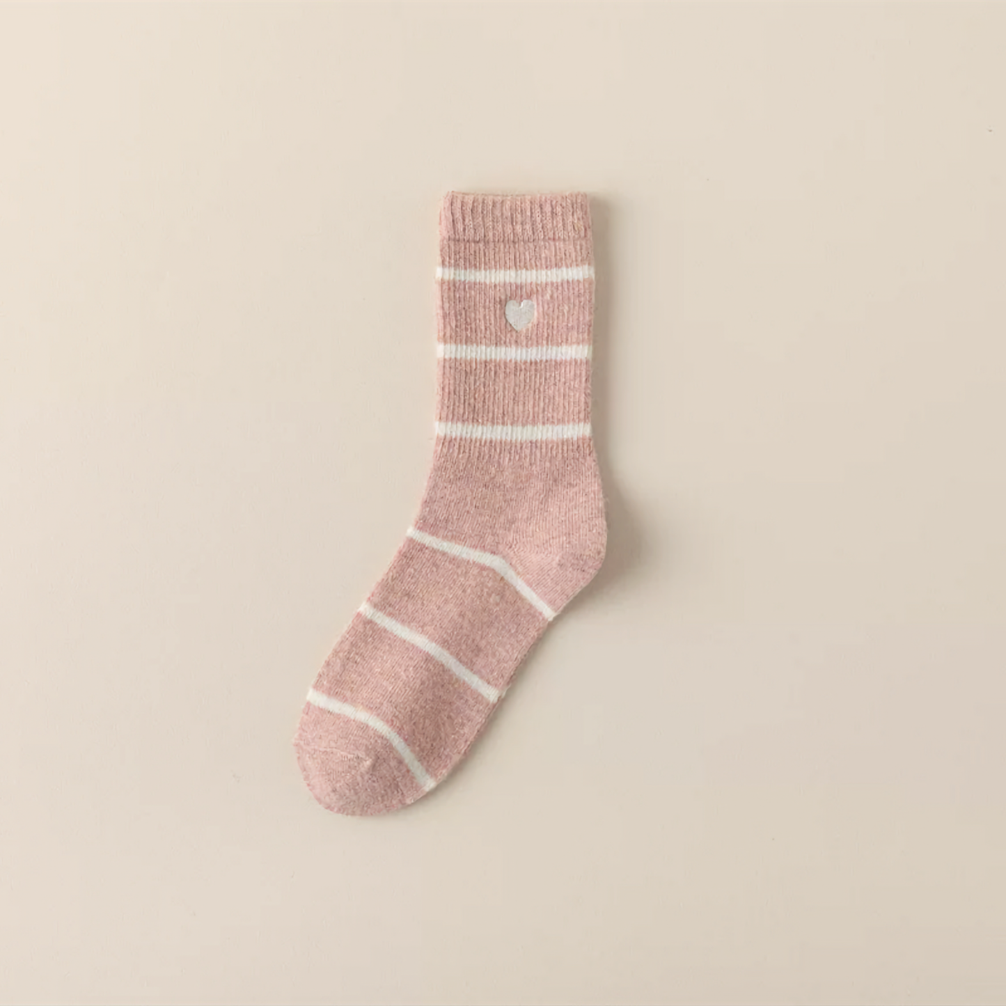 2-Pack Women's Wool Socks - Retro, Heart Embroidery, Warm & Cozy