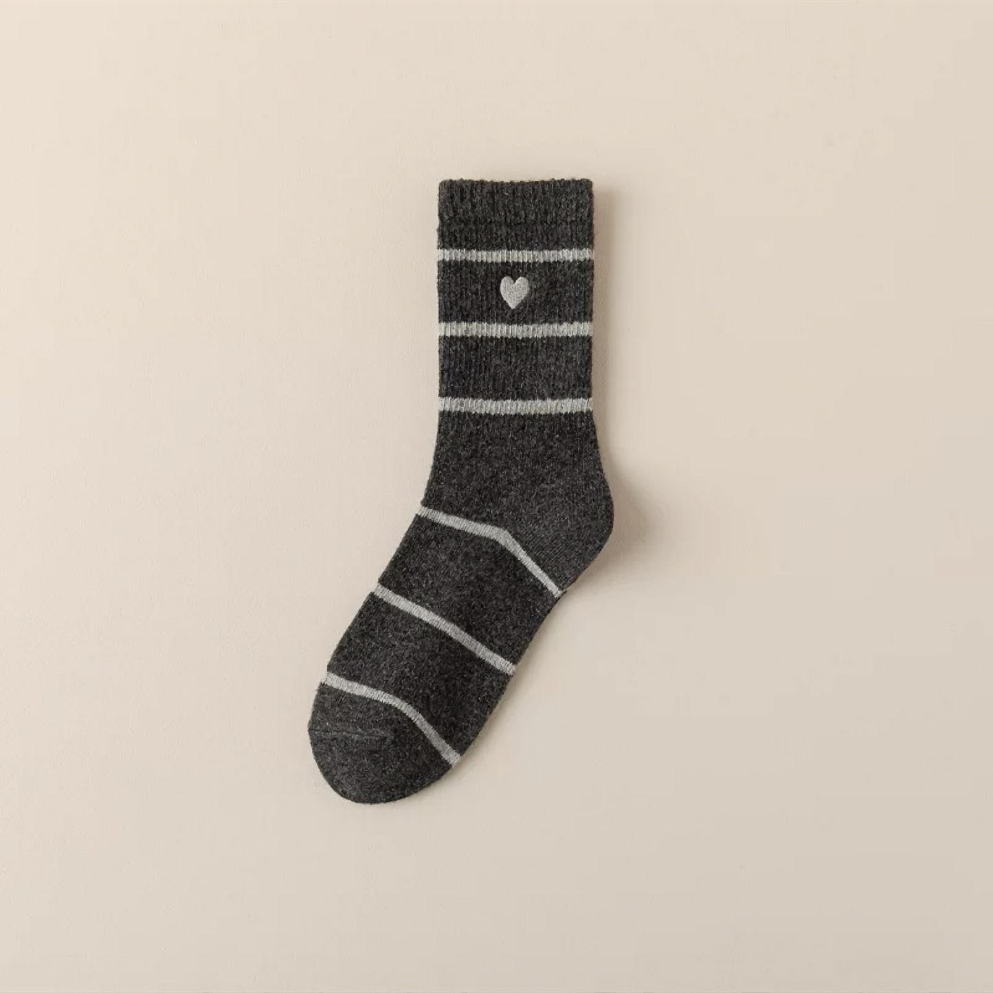 2-Pack Women's Wool Socks - Retro, Heart Embroidery, Warm & Cozy