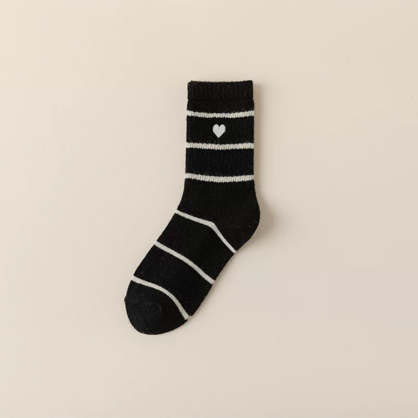 2-Pack Women's Wool Socks - Retro, Heart Embroidery, Warm & Cozy
