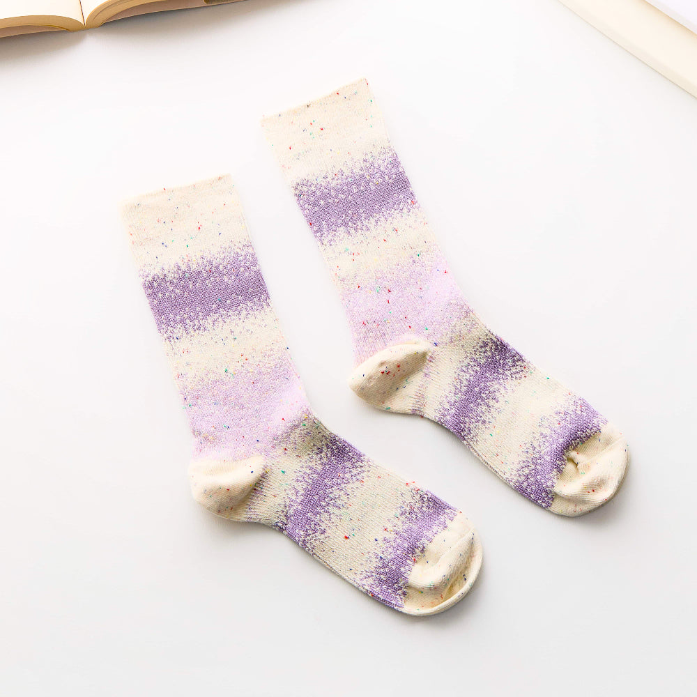 2-Pack Women's Stardust Stripe Cotton Crew Socks - Pastel Colours