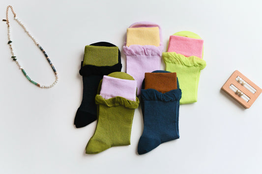 2-Pack Women’s Colorblock Cotton Crew Socks – Lightweight Summer