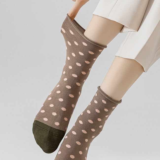 2-Pack Women's Mulberry Silk Socks - Breathable & Soft, Polka Dot