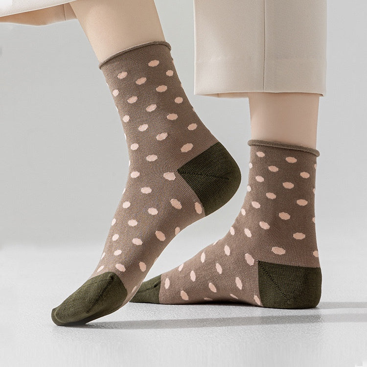 2-Pack Women's Mulberry Silk Socks - Breathable & Soft, Polka Dot