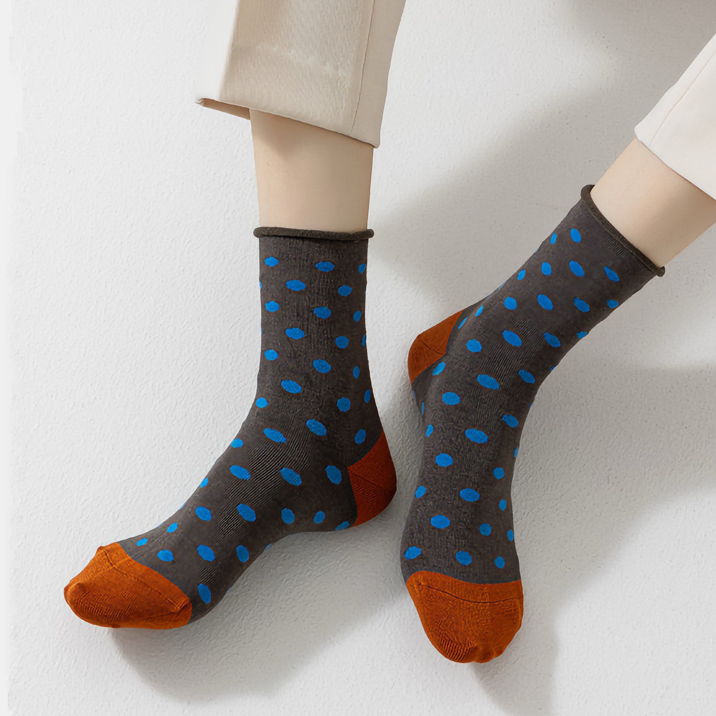 2-Pack Women's Mulberry Silk Socks - Breathable & Soft, Polka Dot