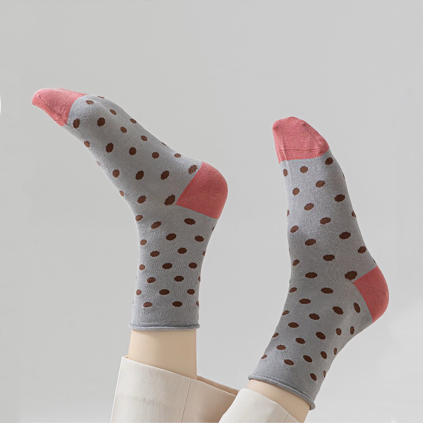 2-Pack Women's Mulberry Silk Socks - Breathable & Soft, Polka Dot