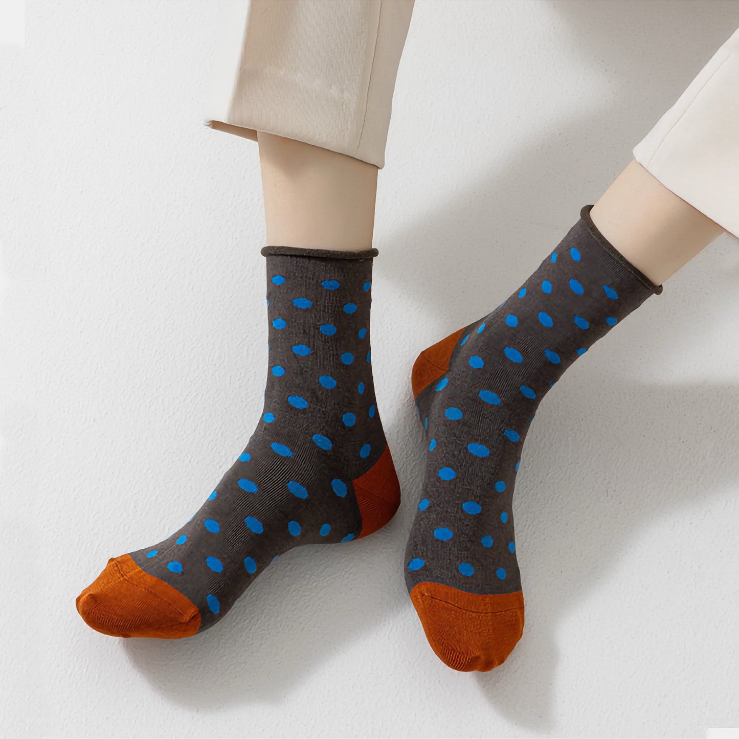 2-Pack Women's Mulberry Silk Socks - Breathable & Soft, Polka Dot